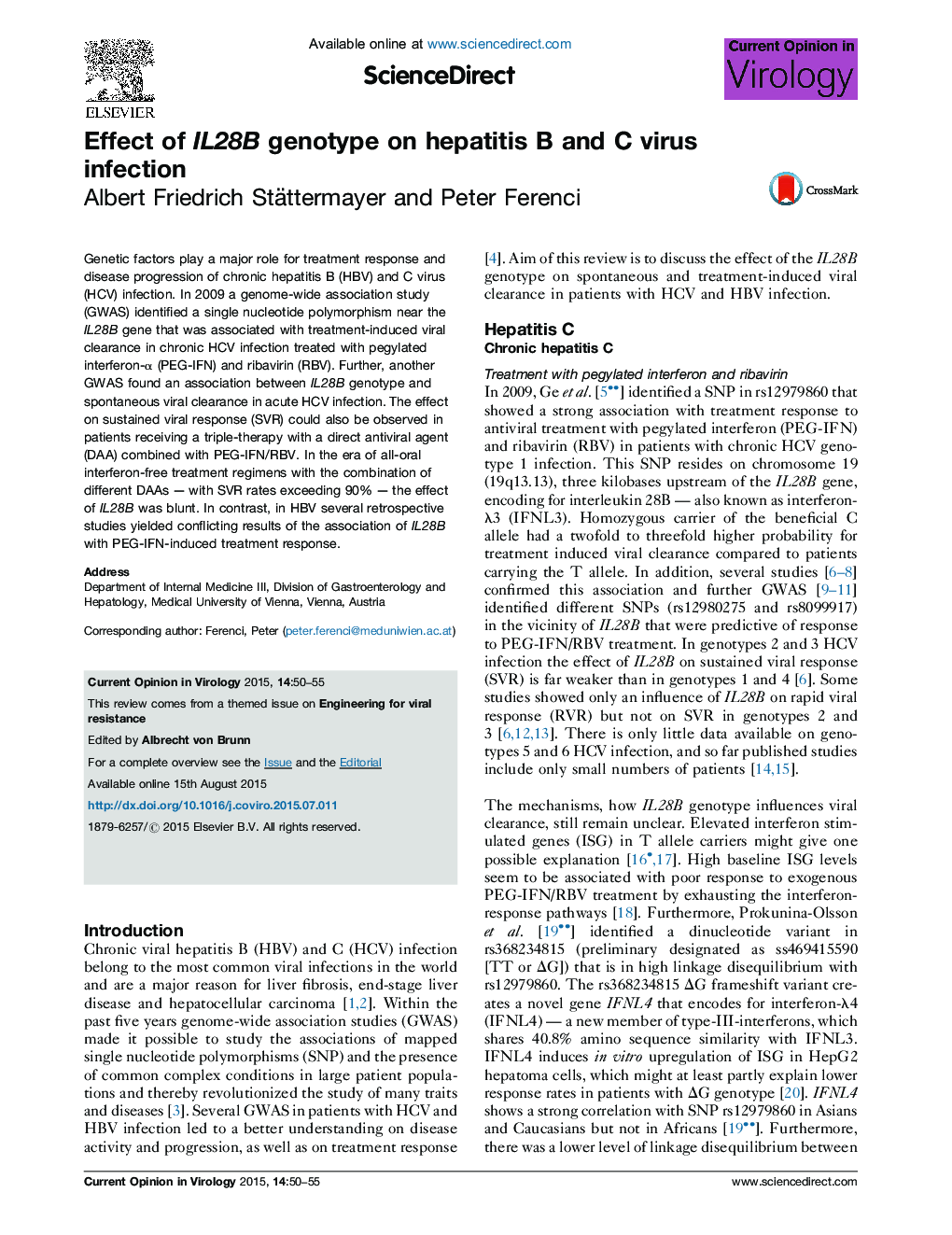 Effect of IL28B genotype on hepatitis B and C virus infection