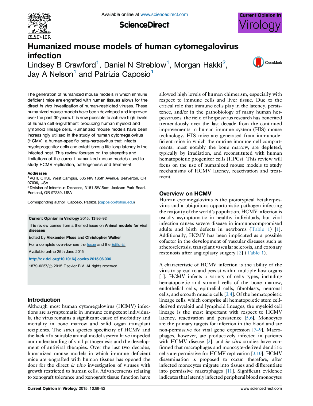 Humanized mouse models of human cytomegalovirus infection