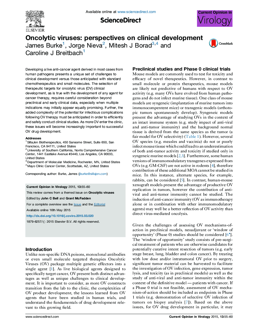 Oncolytic viruses: perspectives on clinical development