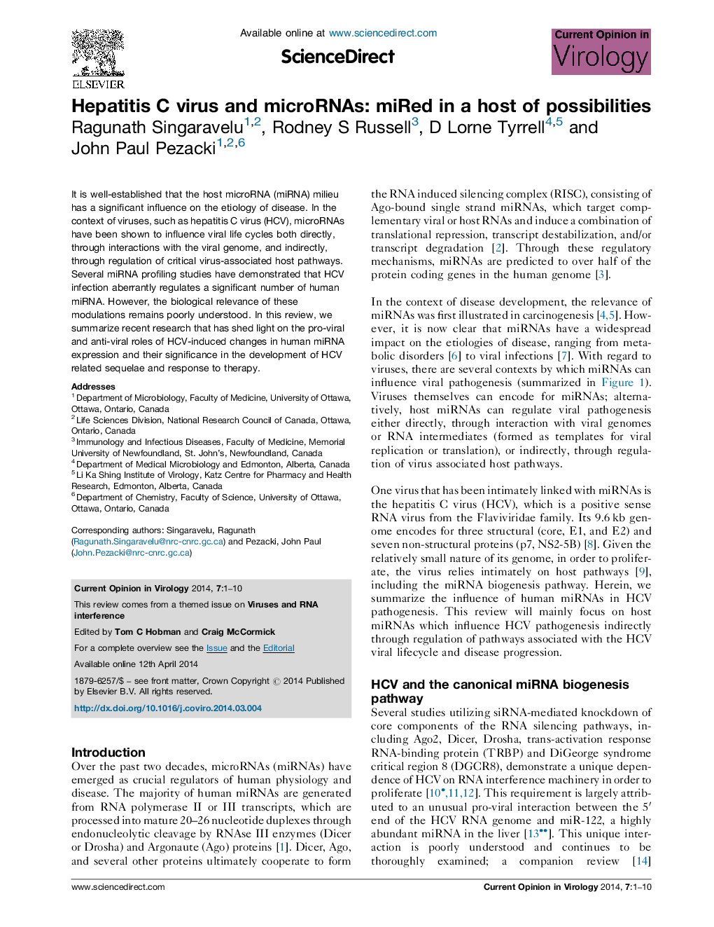 Hepatitis C virus and microRNAs: miRed in a host of possibilities