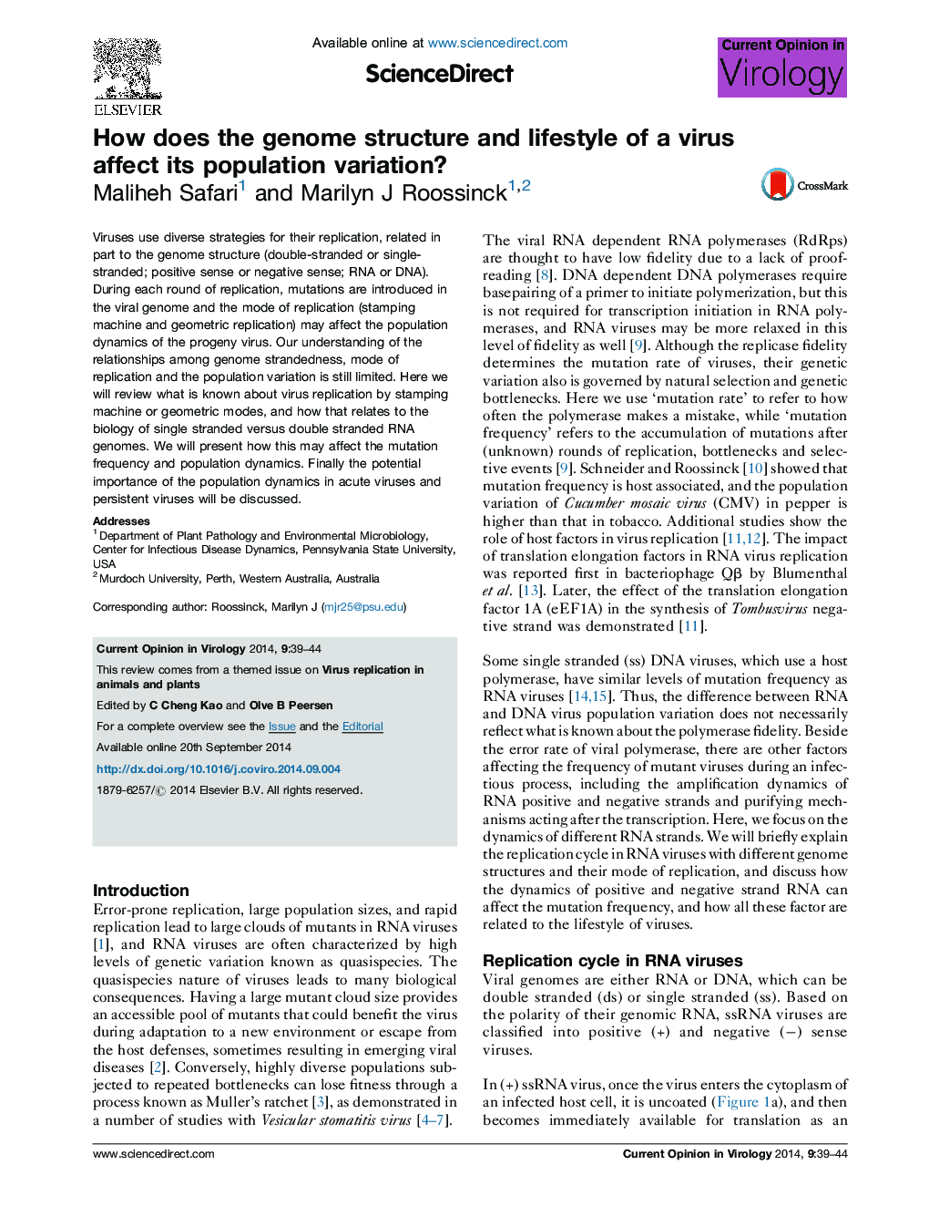 How does the genome structure and lifestyle of a virus affect its population variation?