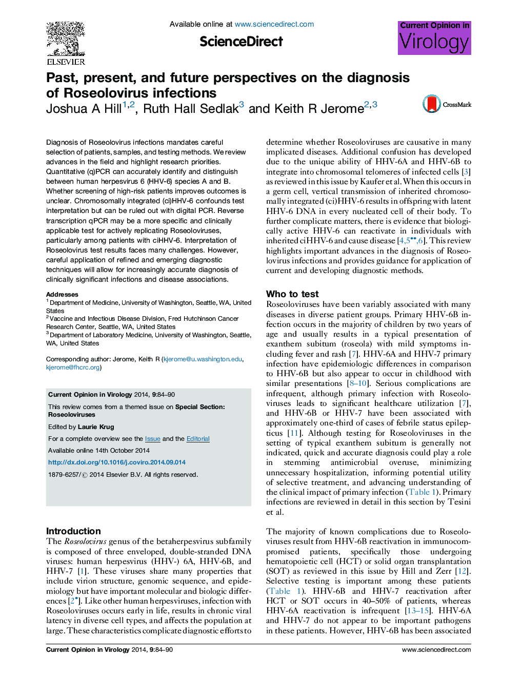 Past, present, and future perspectives on the diagnosis of Roseolovirus infections