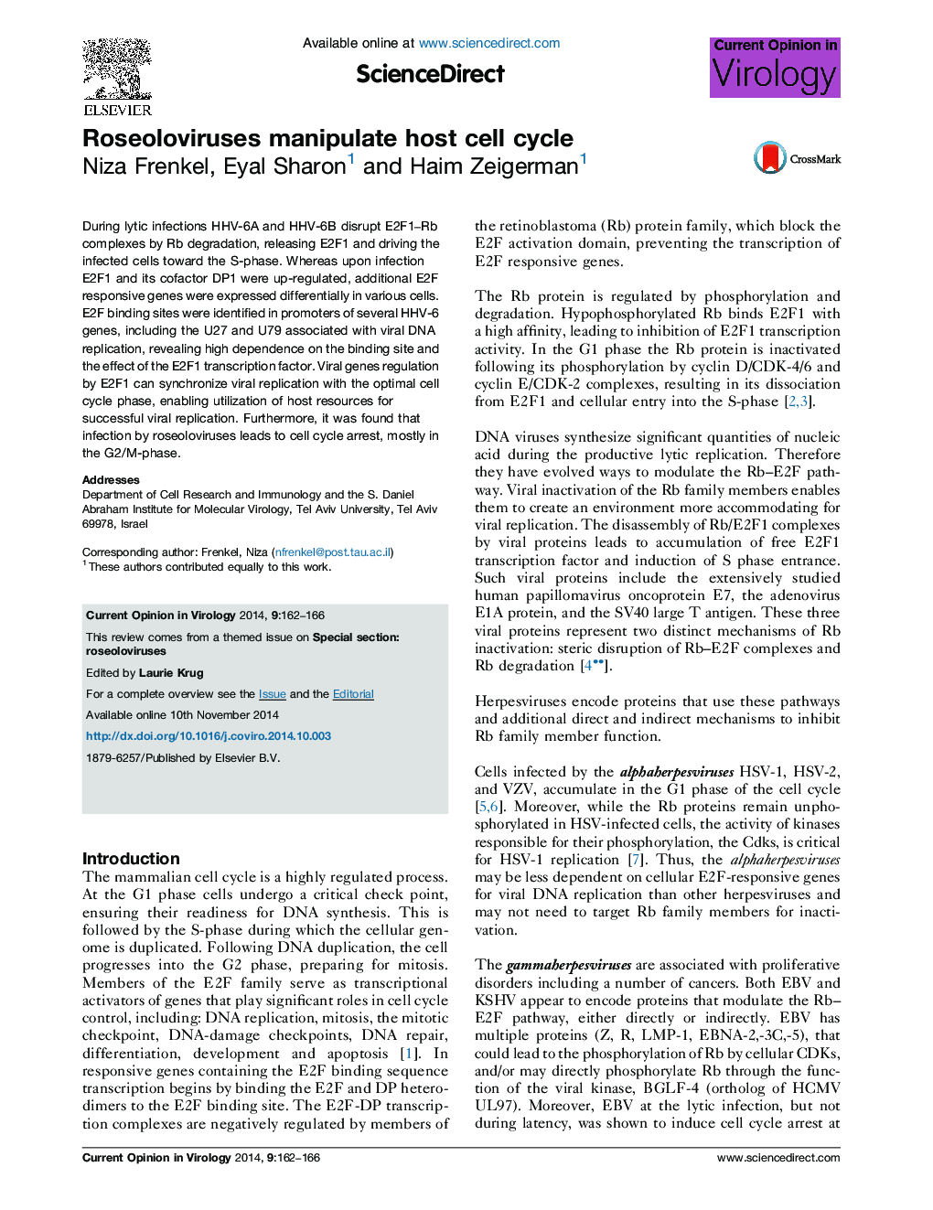 Roseoloviruses manipulate host cell cycle