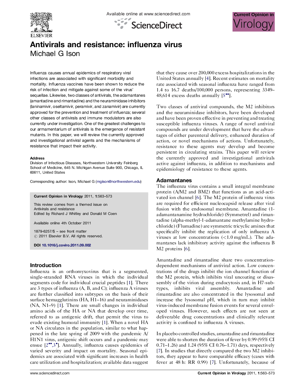 Antivirals and resistance: influenza virus