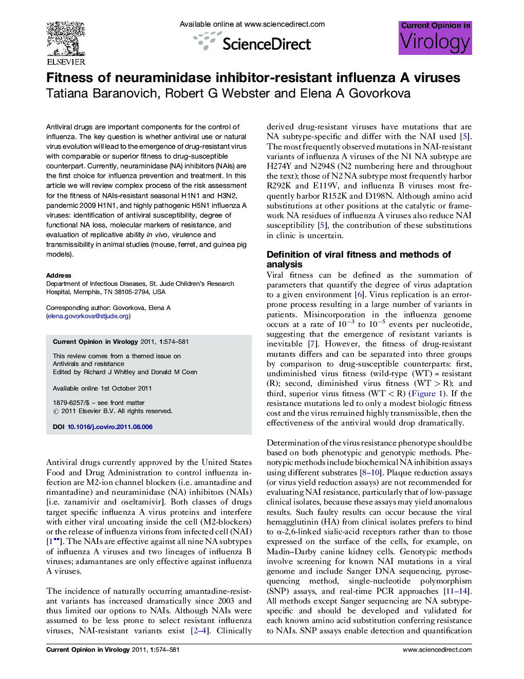 Fitness of neuraminidase inhibitor-resistant influenza A viruses