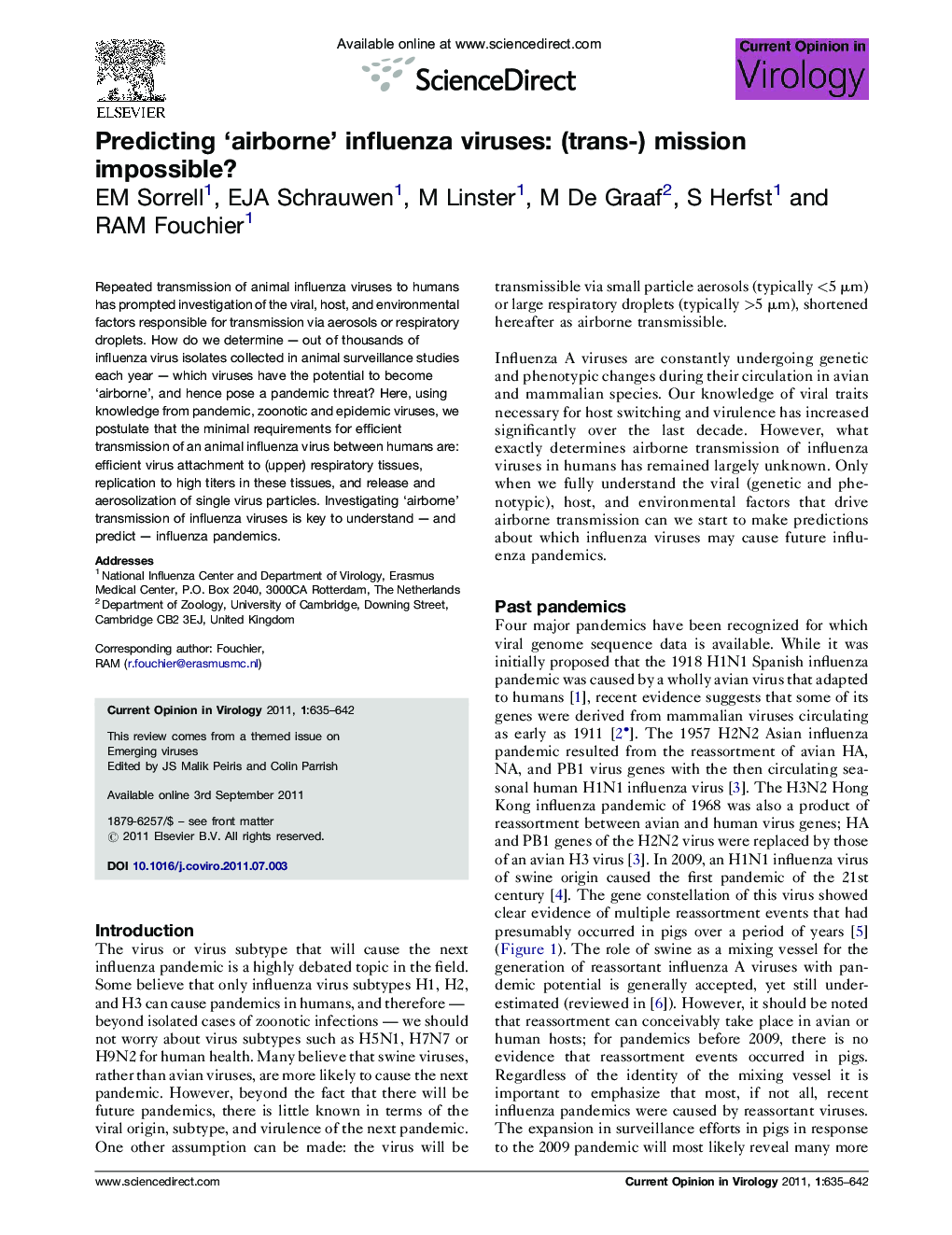 Predicting ‘airborne’ influenza viruses: (trans-) mission impossible?