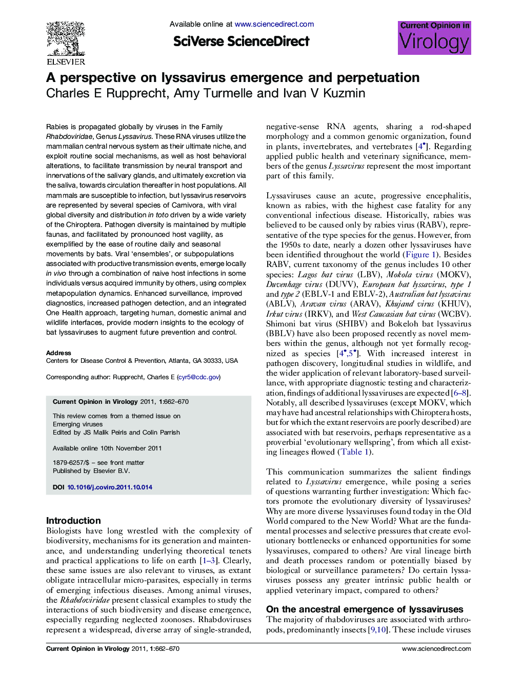 A perspective on lyssavirus emergence and perpetuation