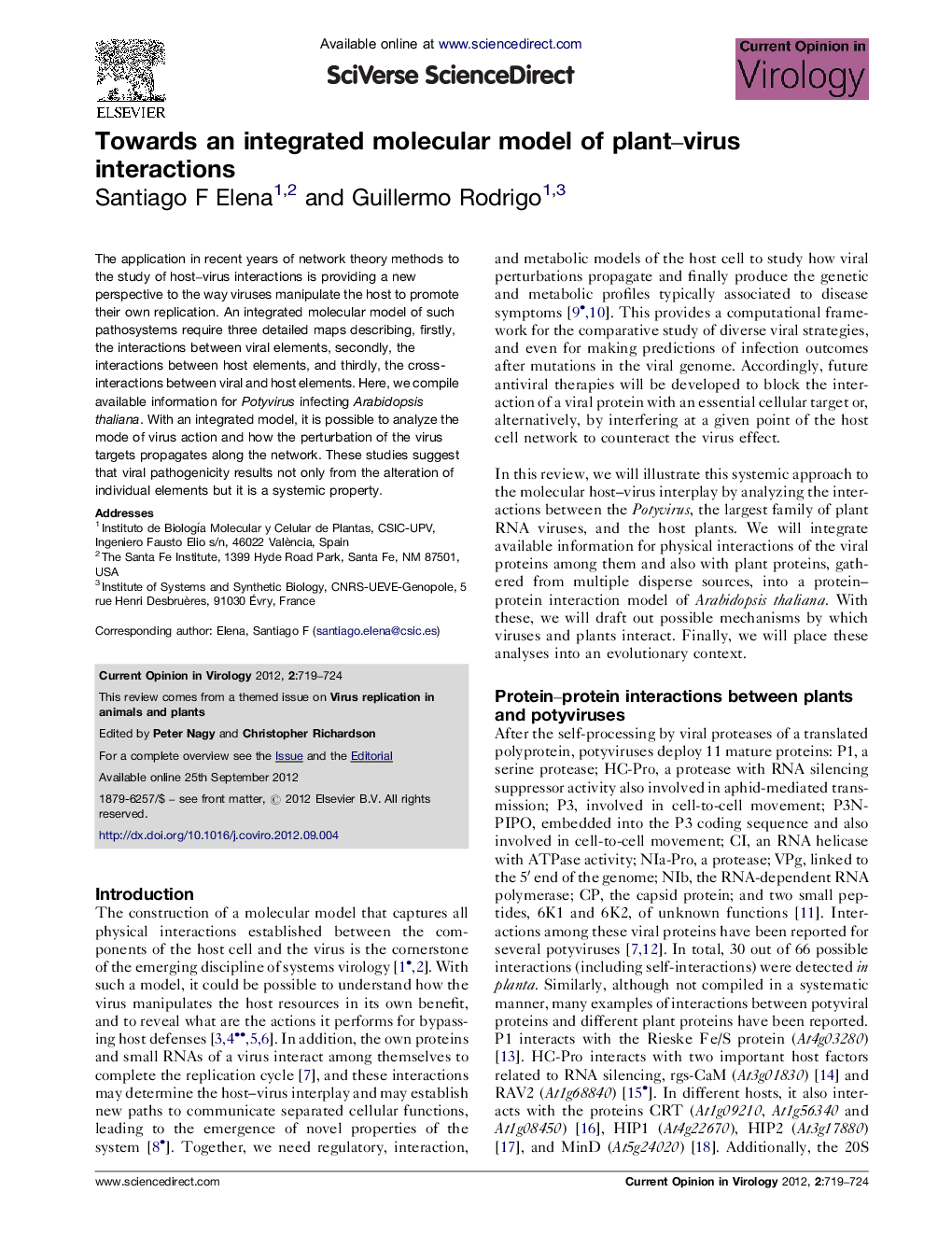 Towards an integrated molecular model of plant–virus interactions