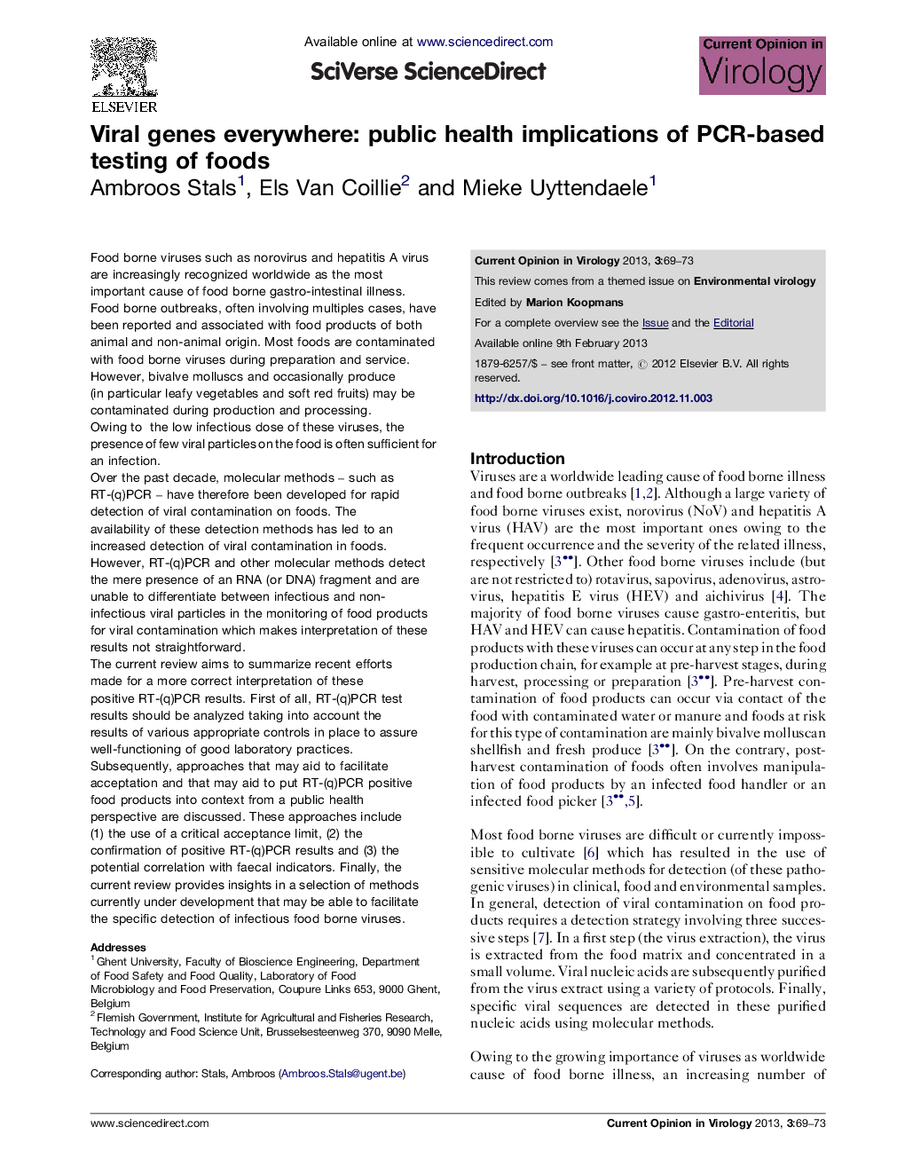 Viral genes everywhere: public health implications of PCR-based testing of foods