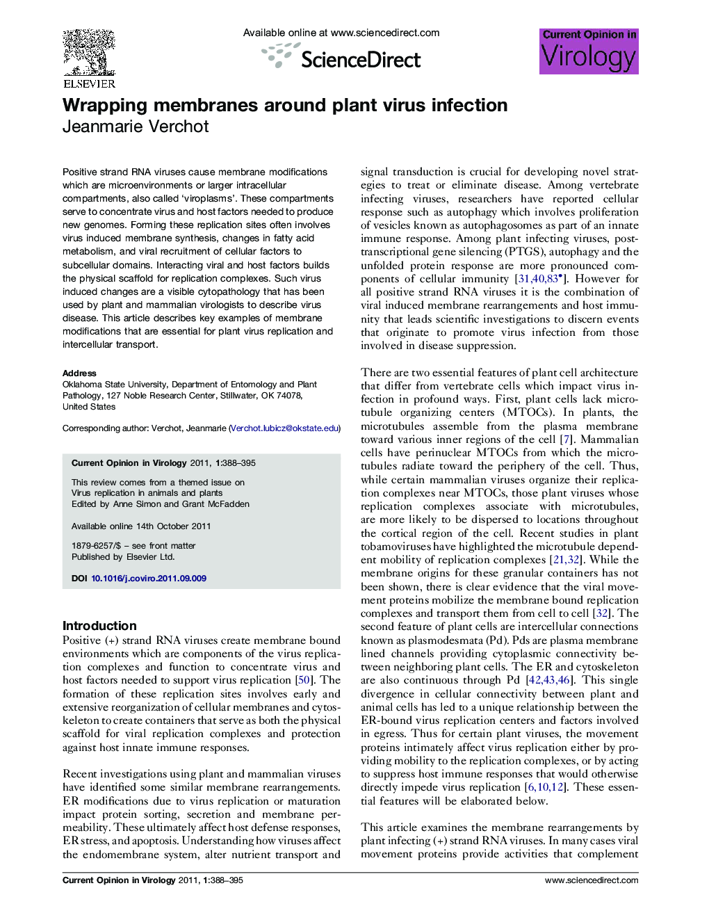 Wrapping membranes around plant virus infection