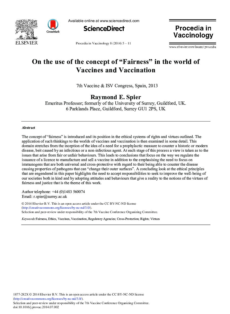 On the Use of the Concept of “Fairness” in the World of Vaccines and Vaccination 