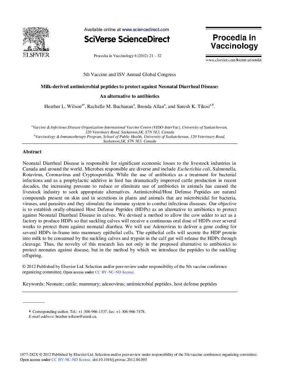 Milk-derived antimicrobial peptides to protect against Neonatal Diarrheal Disease: An alternative to antibiotics