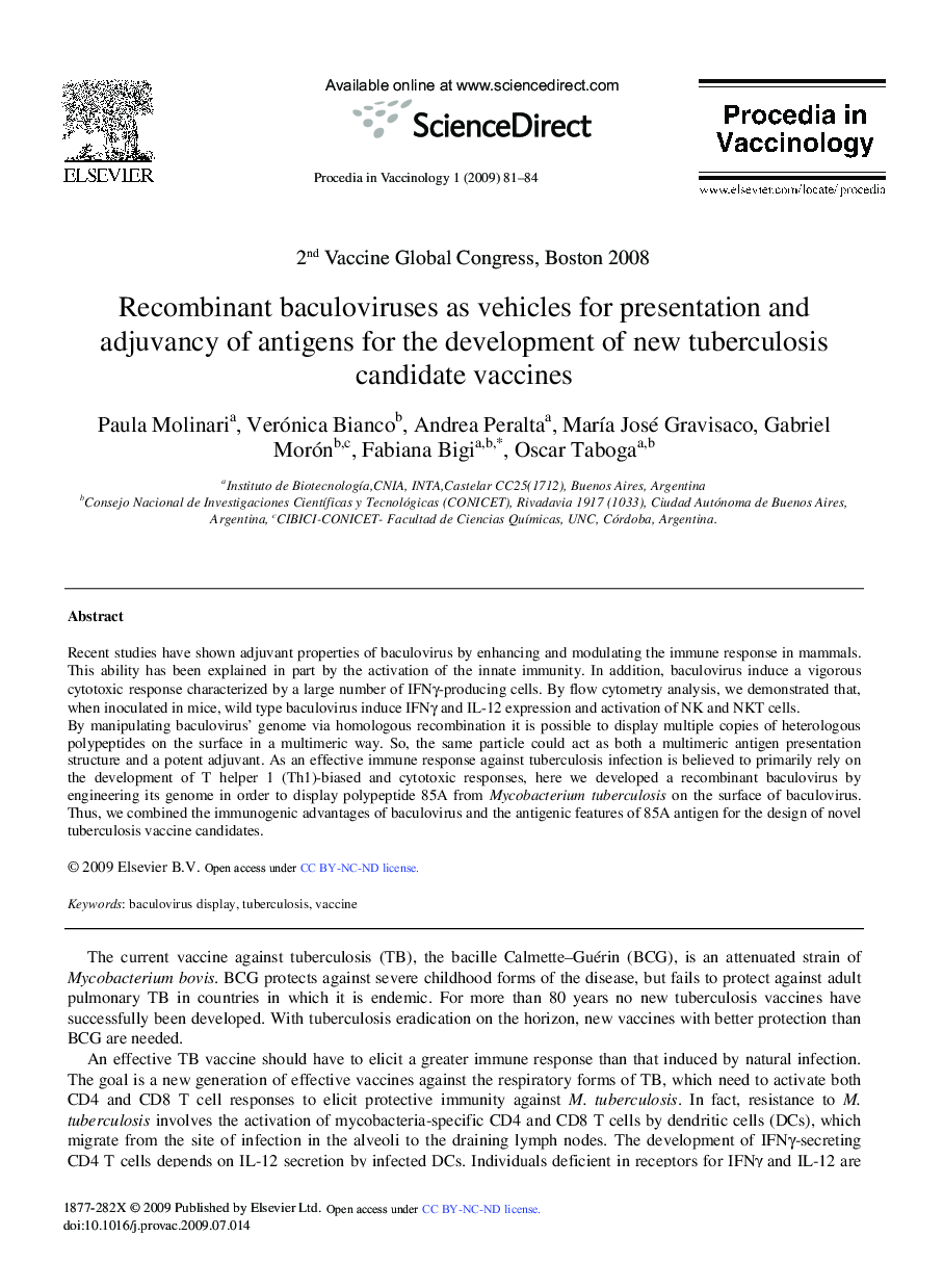 Recombinant baculoviruses as vehicles for presentation and adjuvancy of antigens for the development of new tuberculosis candidate vaccines