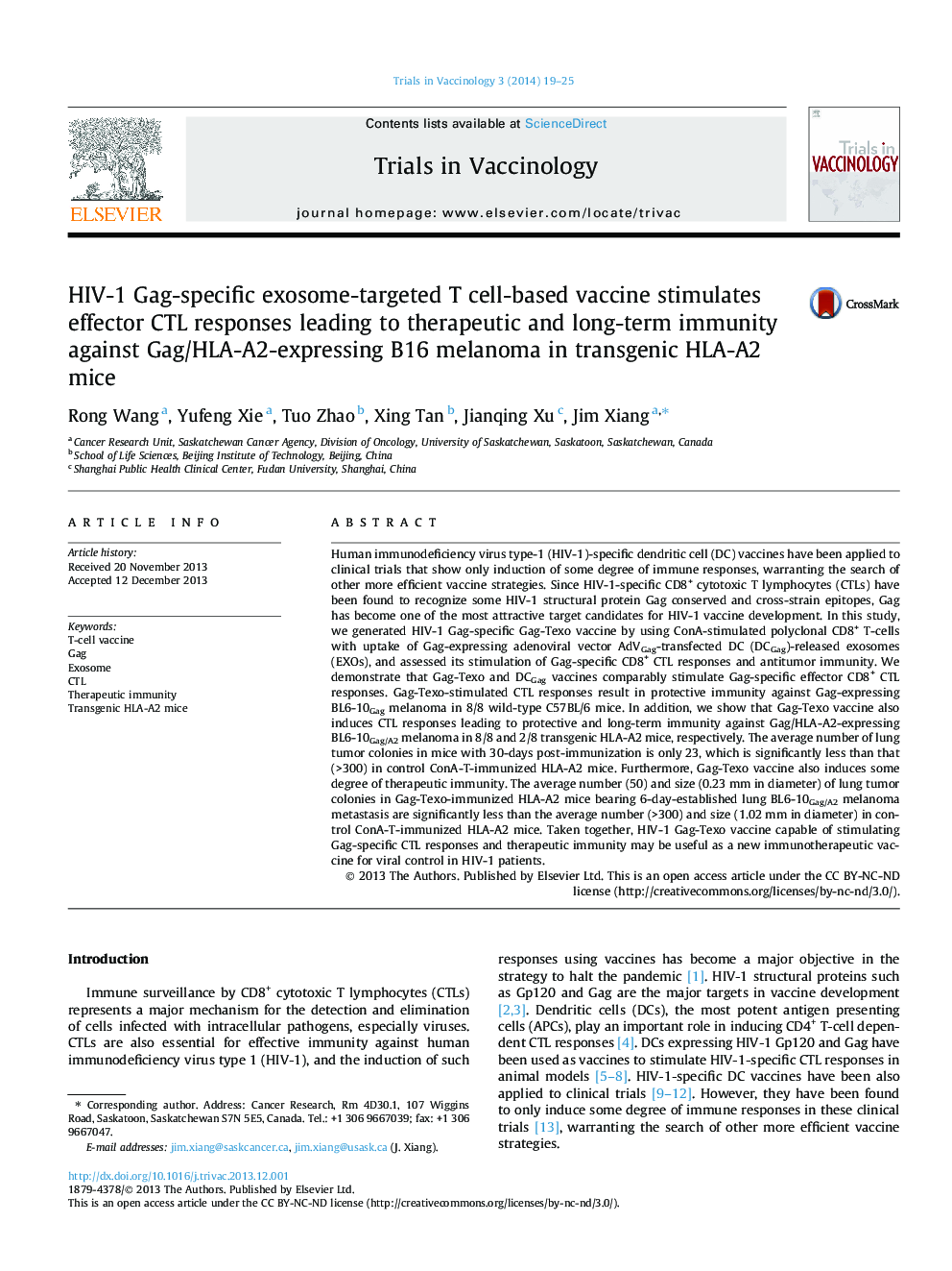 HIV-1 Gag-specific exosome-targeted T cell-based vaccine stimulates effector CTL responses leading to therapeutic and long-term immunity against Gag/HLA-A2-expressing B16 melanoma in transgenic HLA-A2 mice