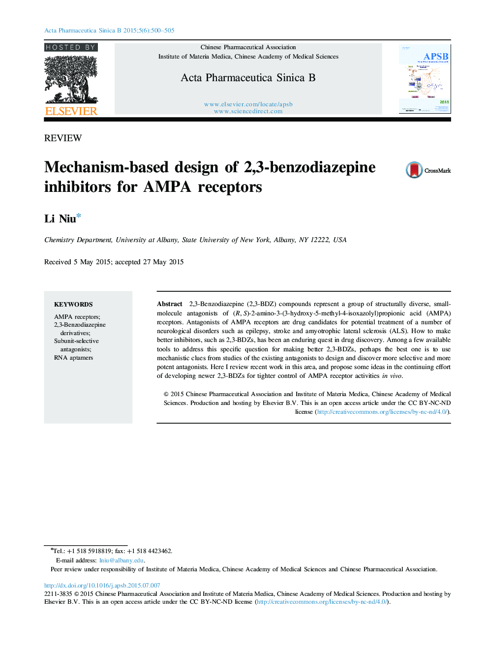 Mechanism-based design of 2,3-benzodiazepine inhibitors for AMPA receptors 
