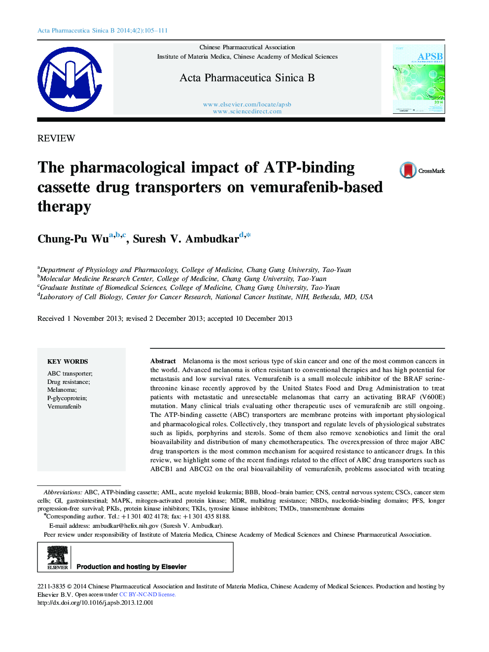 The pharmacological impact of ATP-binding cassette drug transporters on vemurafenib-based therapy 