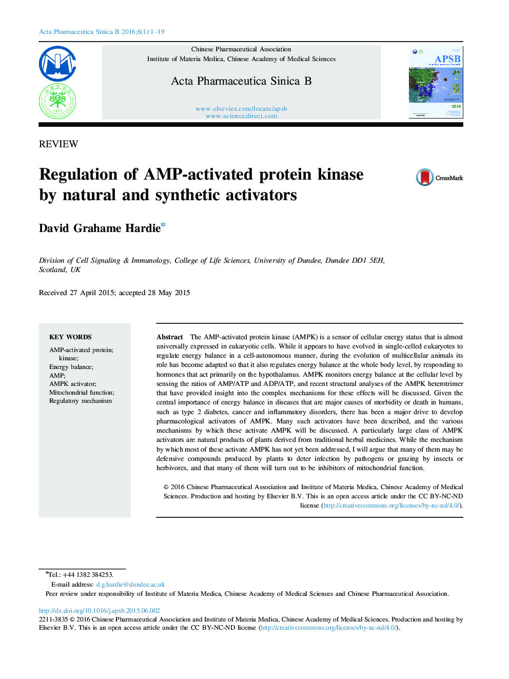 Regulation of AMP-activated protein kinase by natural and synthetic activators 