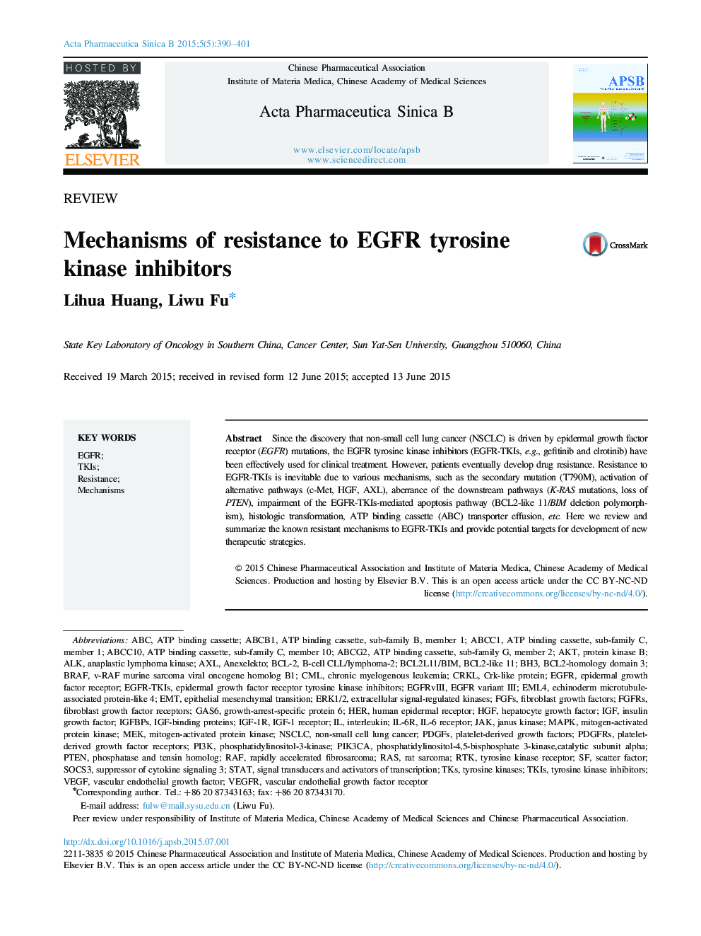 Mechanisms of resistance to EGFR tyrosine kinase inhibitors 