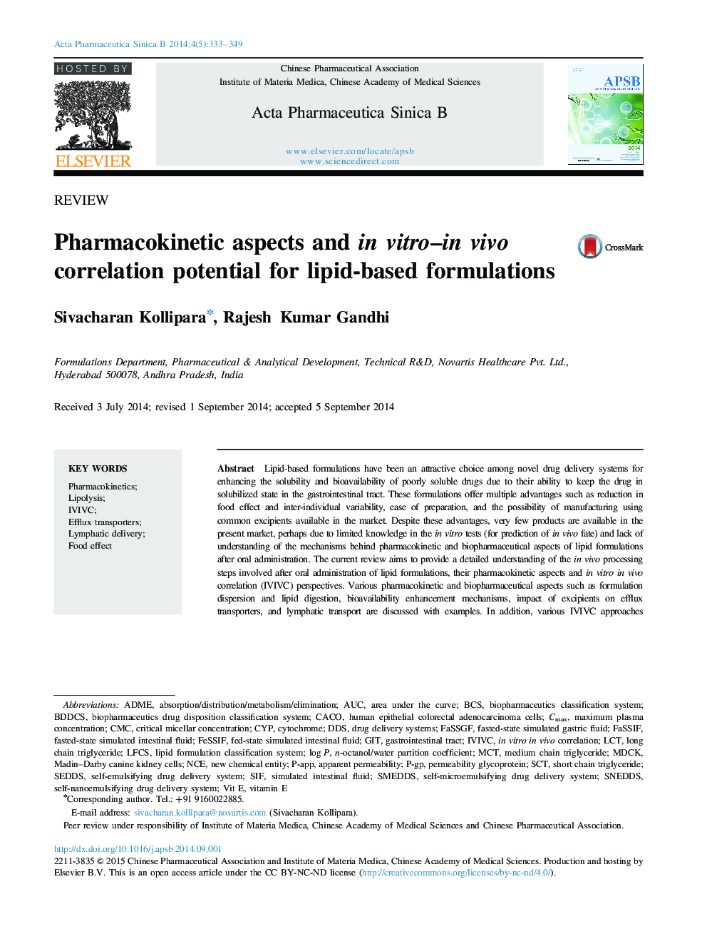 Pharmacokinetic aspects and in vitro–in vivo correlation potential for lipid-based formulations 