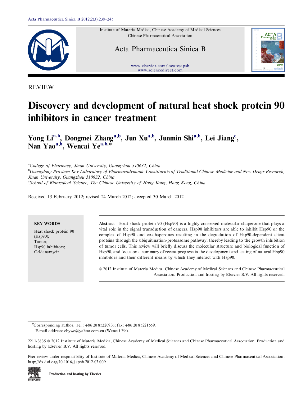 Discovery and development of natural heat shock protein 90 inhibitors in cancer treatment