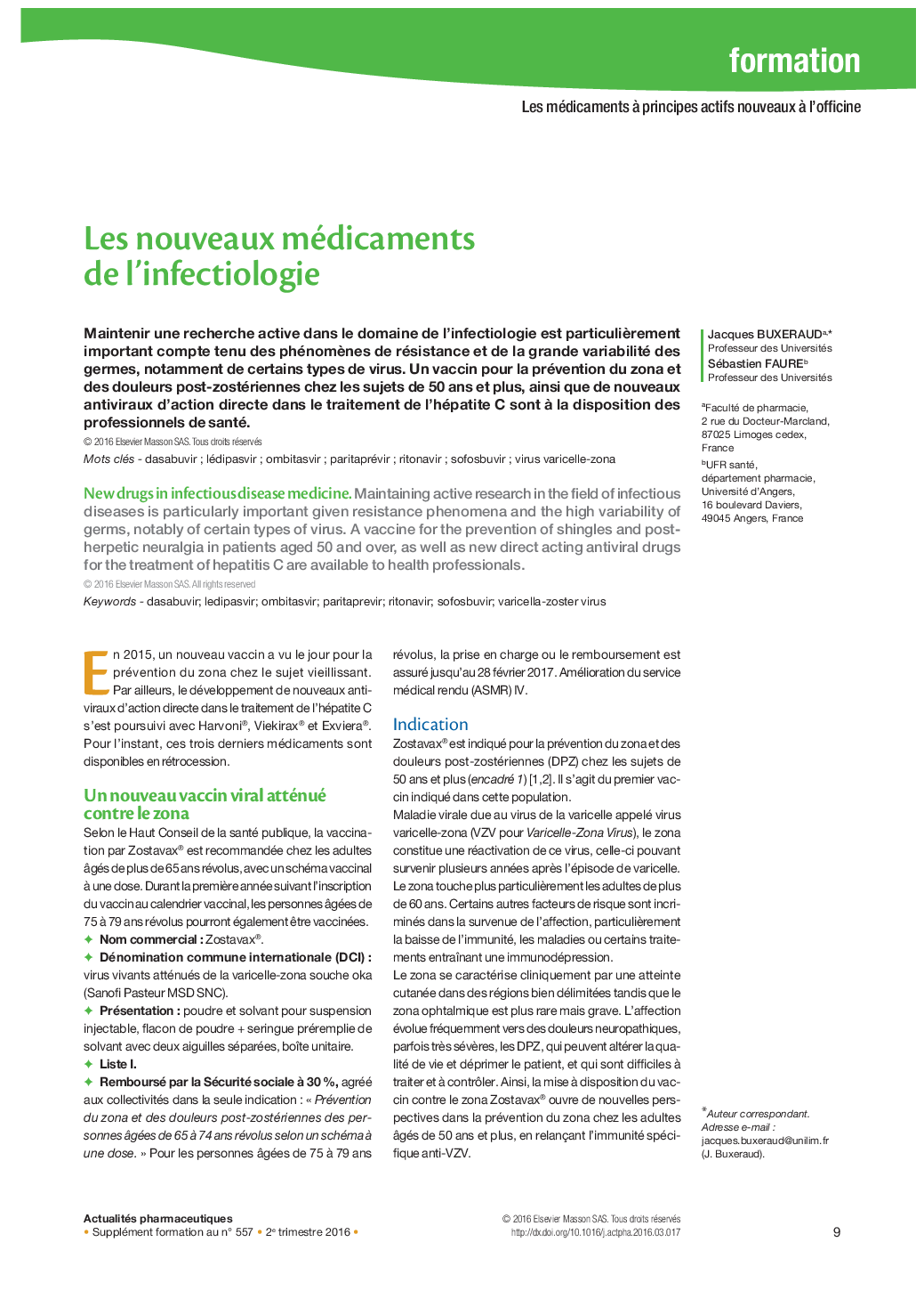 عکس صفحه اول مقاله: Les nouveaux médicaments de l’infectiologie Les nouveaux médicaments de l’infectiologie