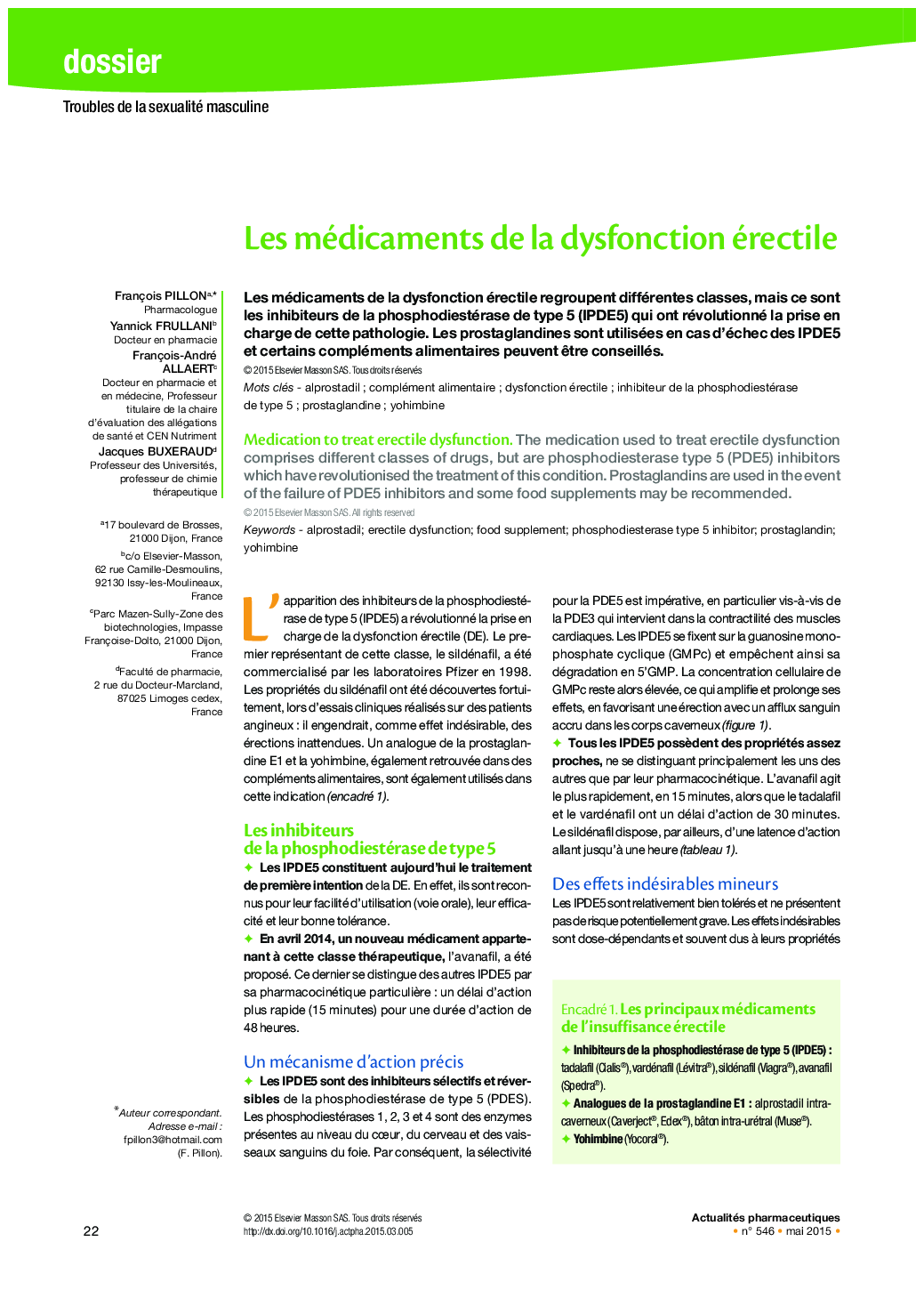 Les médicaments de la dysfonction érectile