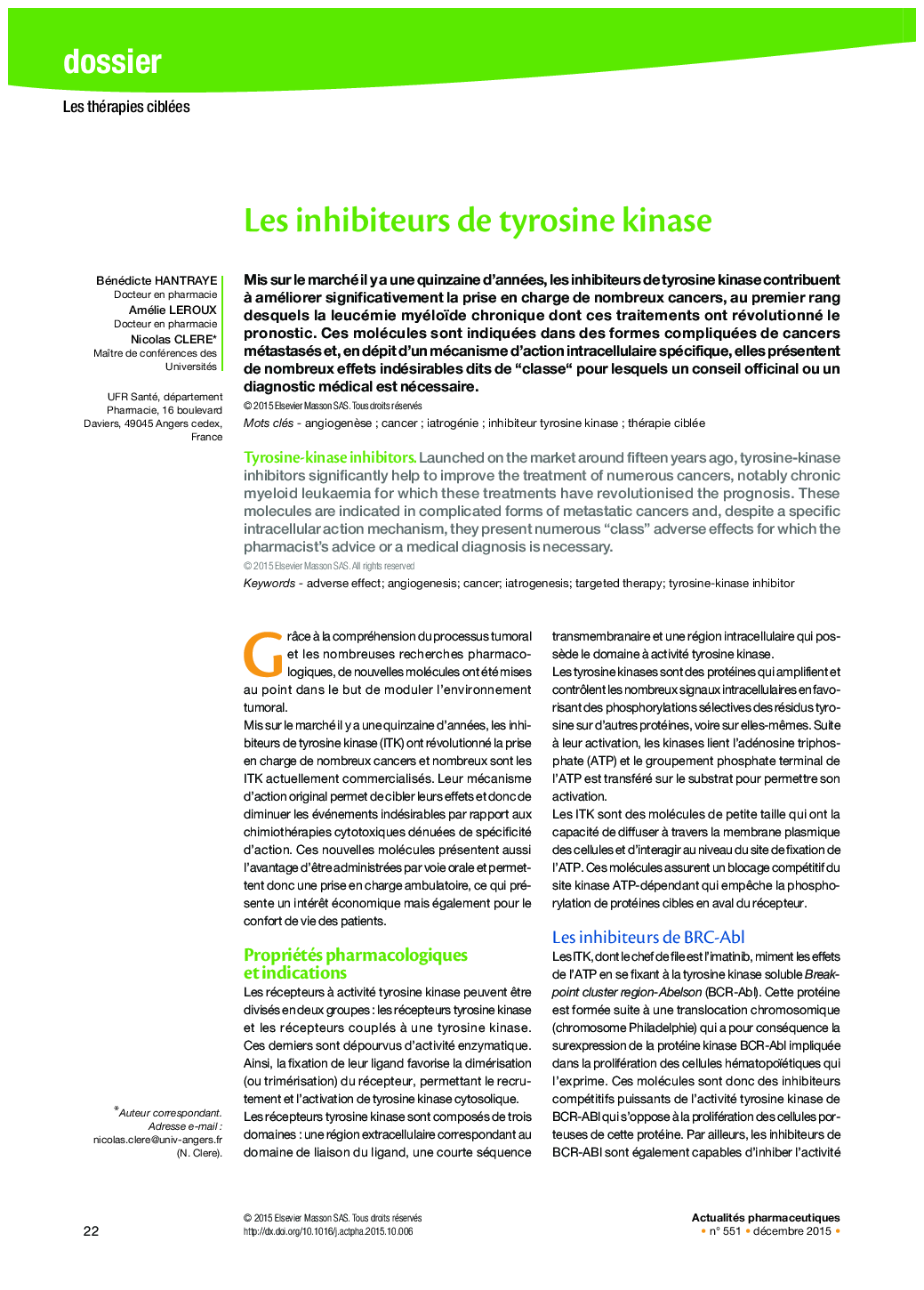 Les inhibiteurs de tyrosine kinase