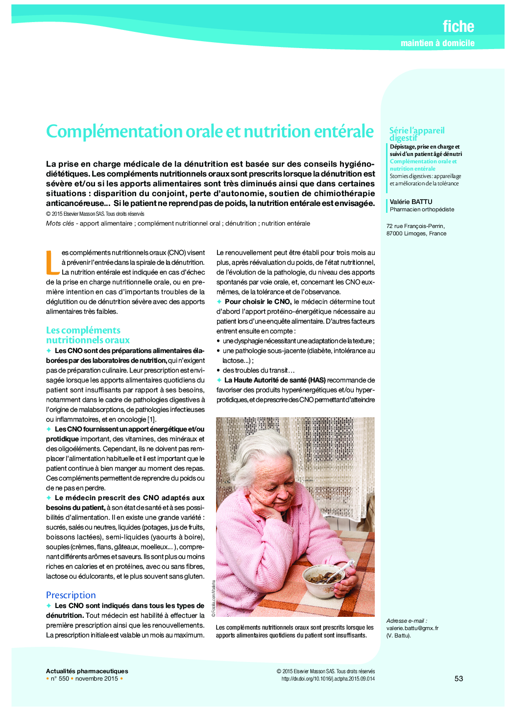 Complémentation orale et nutrition entérale