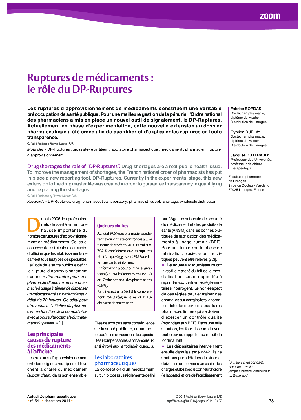 Ruptures de médicaments : le rôle du DP-Ruptures