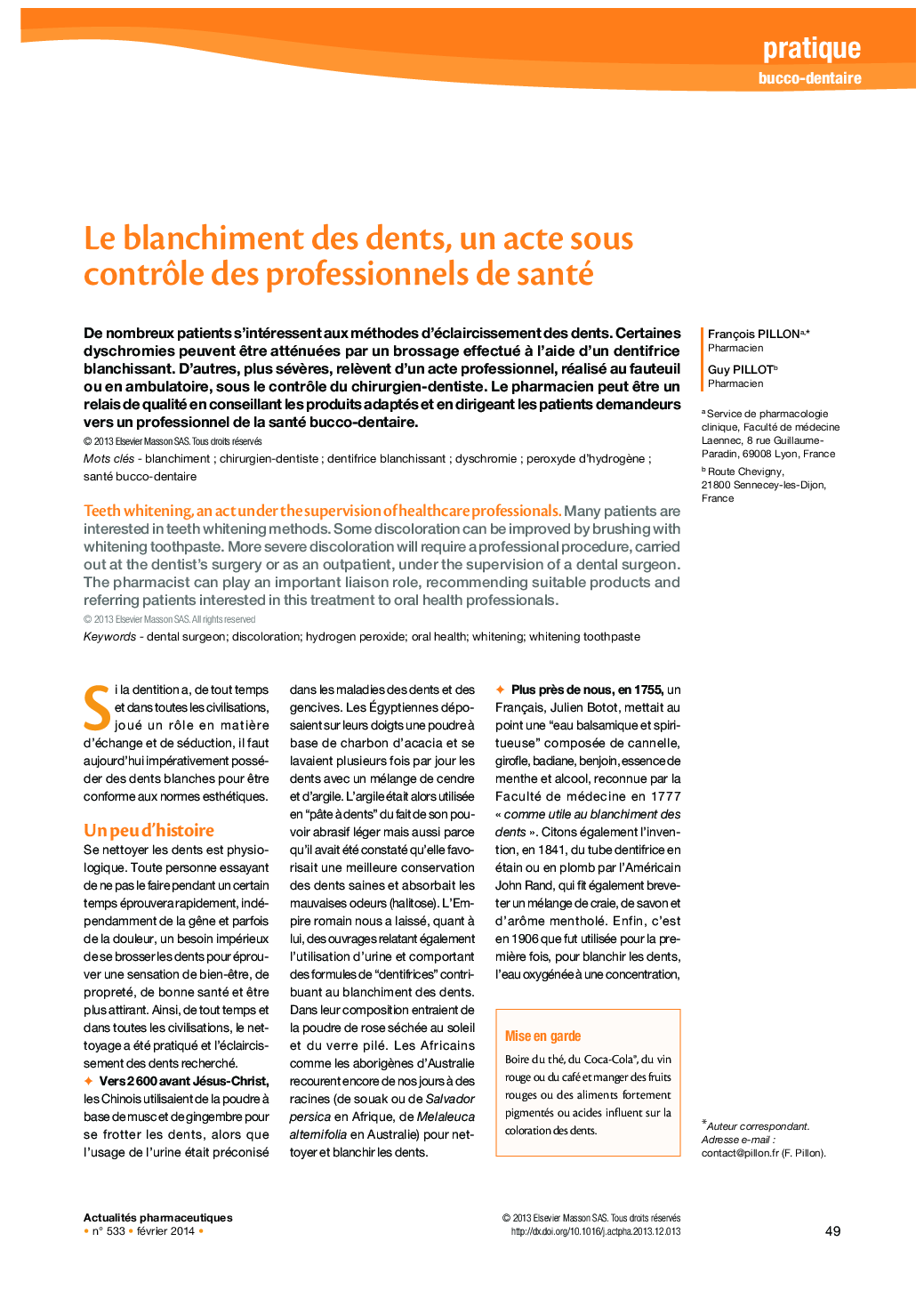 Le blanchiment des dents, un acte sous contrôle des professionnels de santé