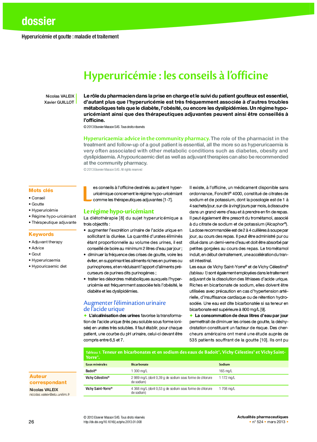 Hyperuricémie : les conseils à l’officine