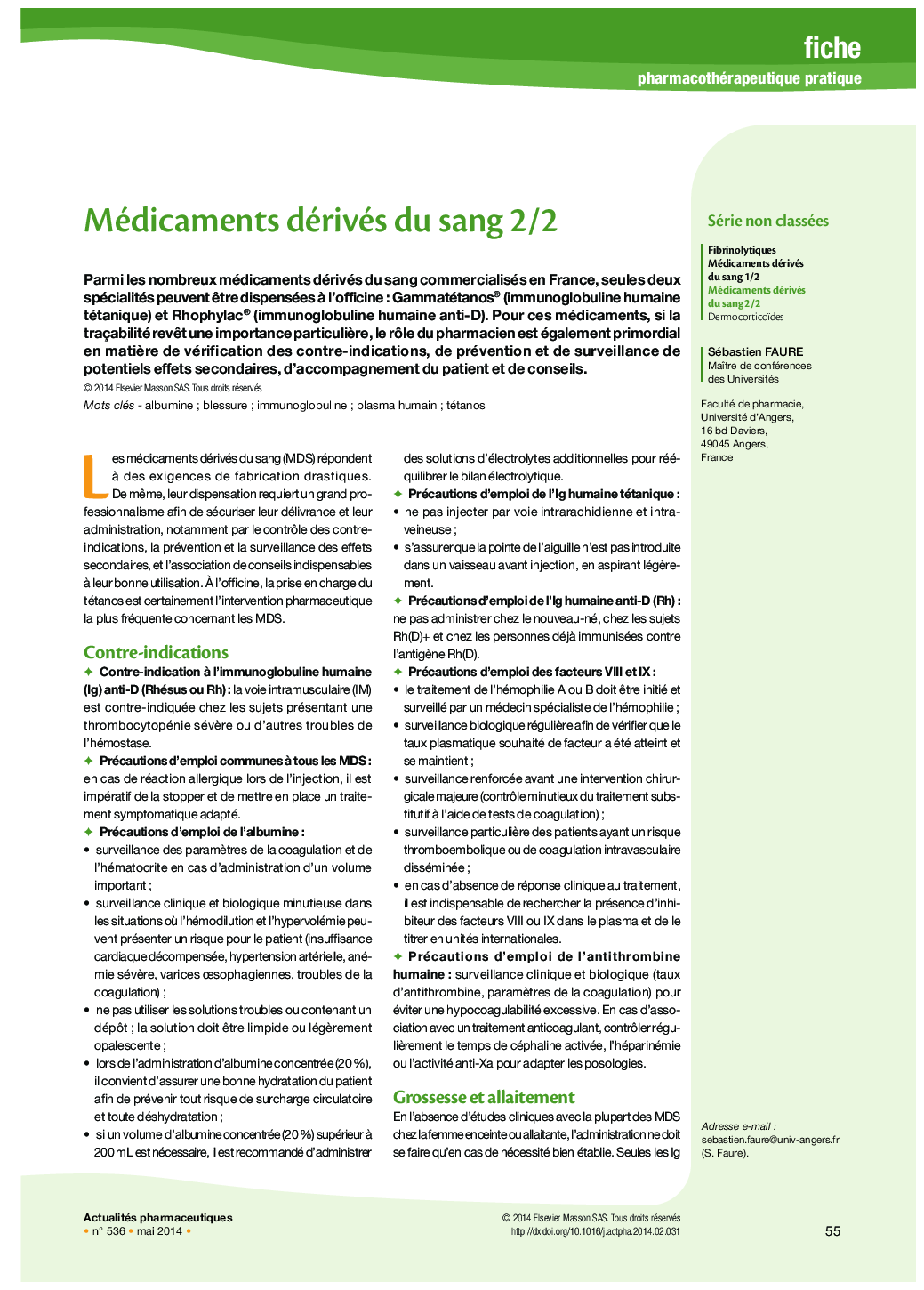 Médicaments dérivés du sang 2/2