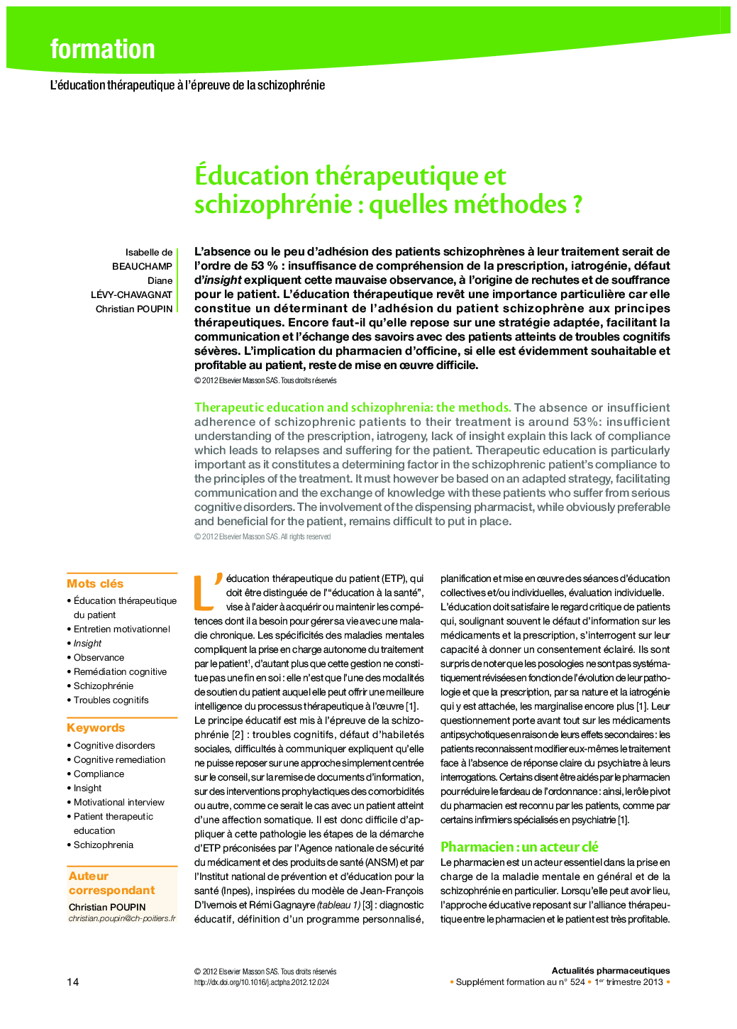 Éducation thérapeutique et schizophrénie : quelles méthodes ?