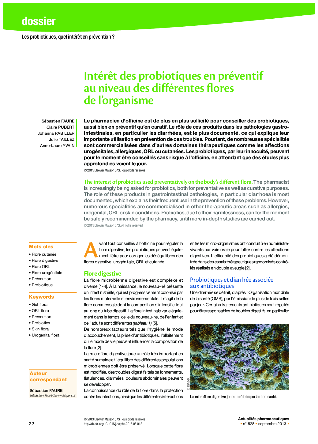 Intérêt des probiotiques en préventif au niveau des différentes flores de l’organisme