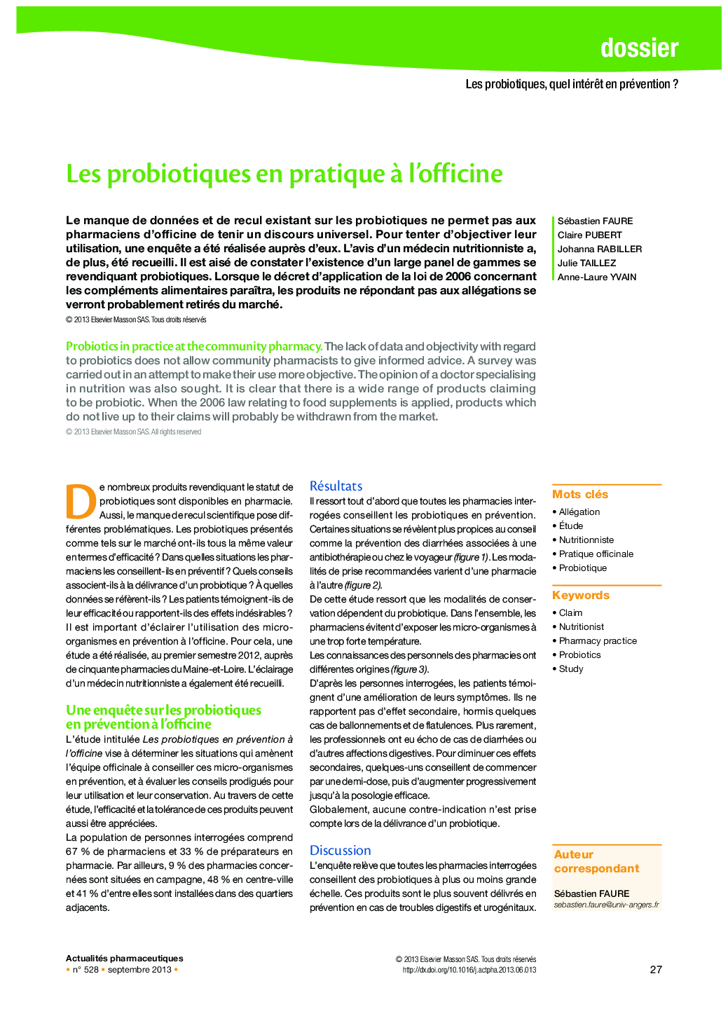 Les probiotiques en pratique à l’officine