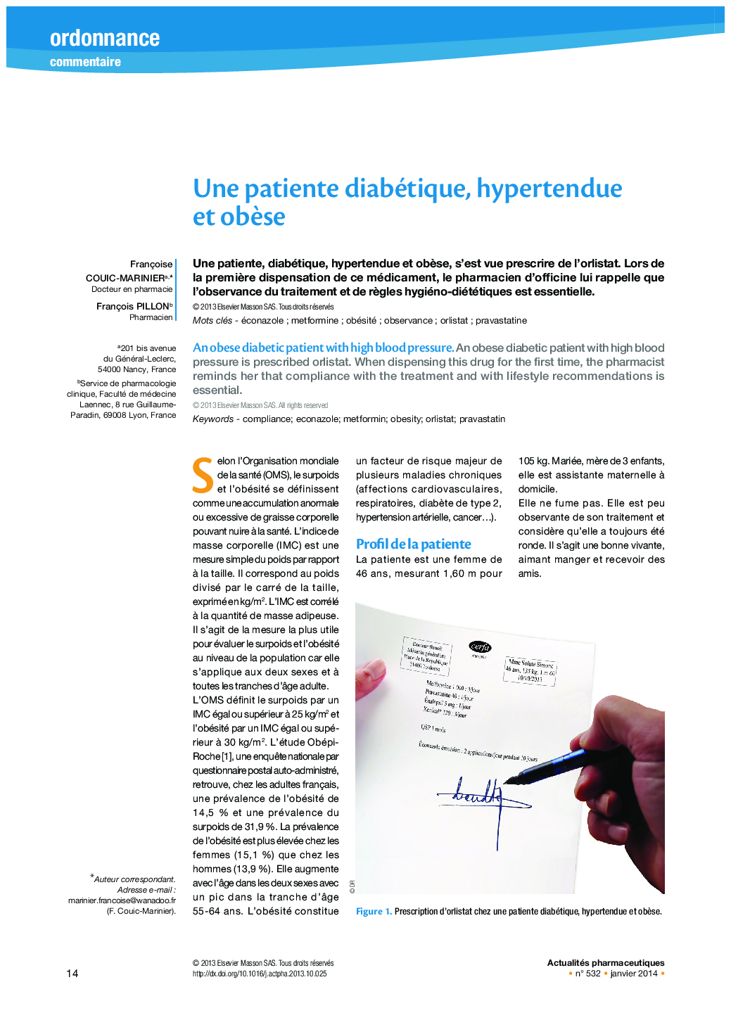 Une patiente diabétique, hypertendue et obèse