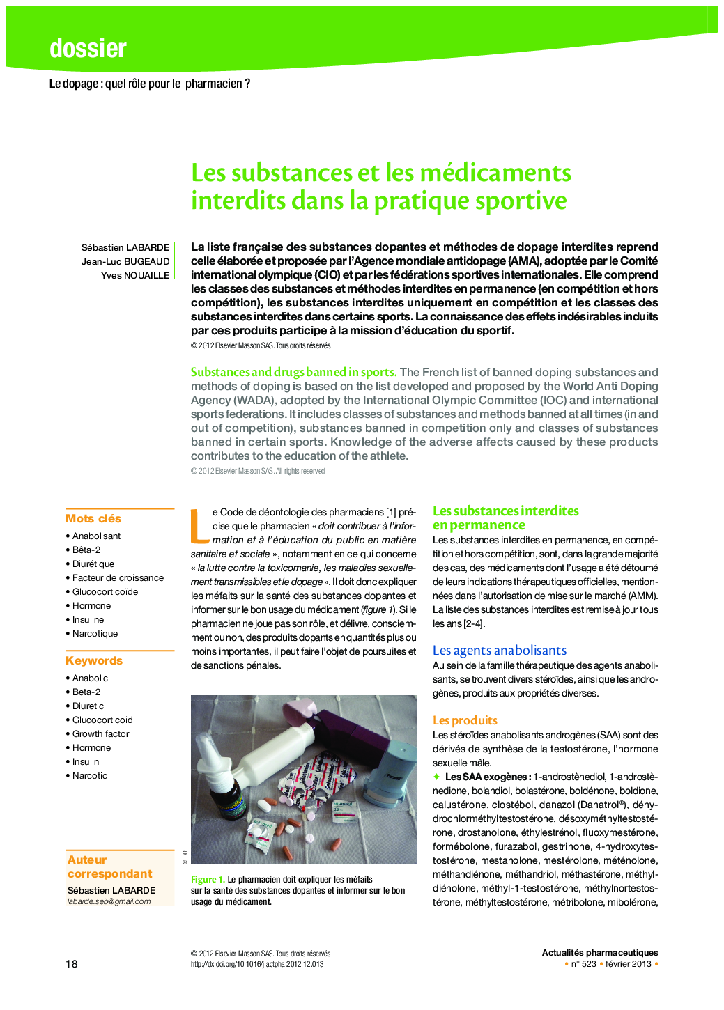 Les substances et les médicaments interdits dans la pratique sportive