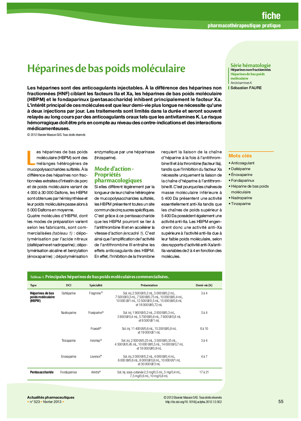 Héparines de bas poids moléculaire