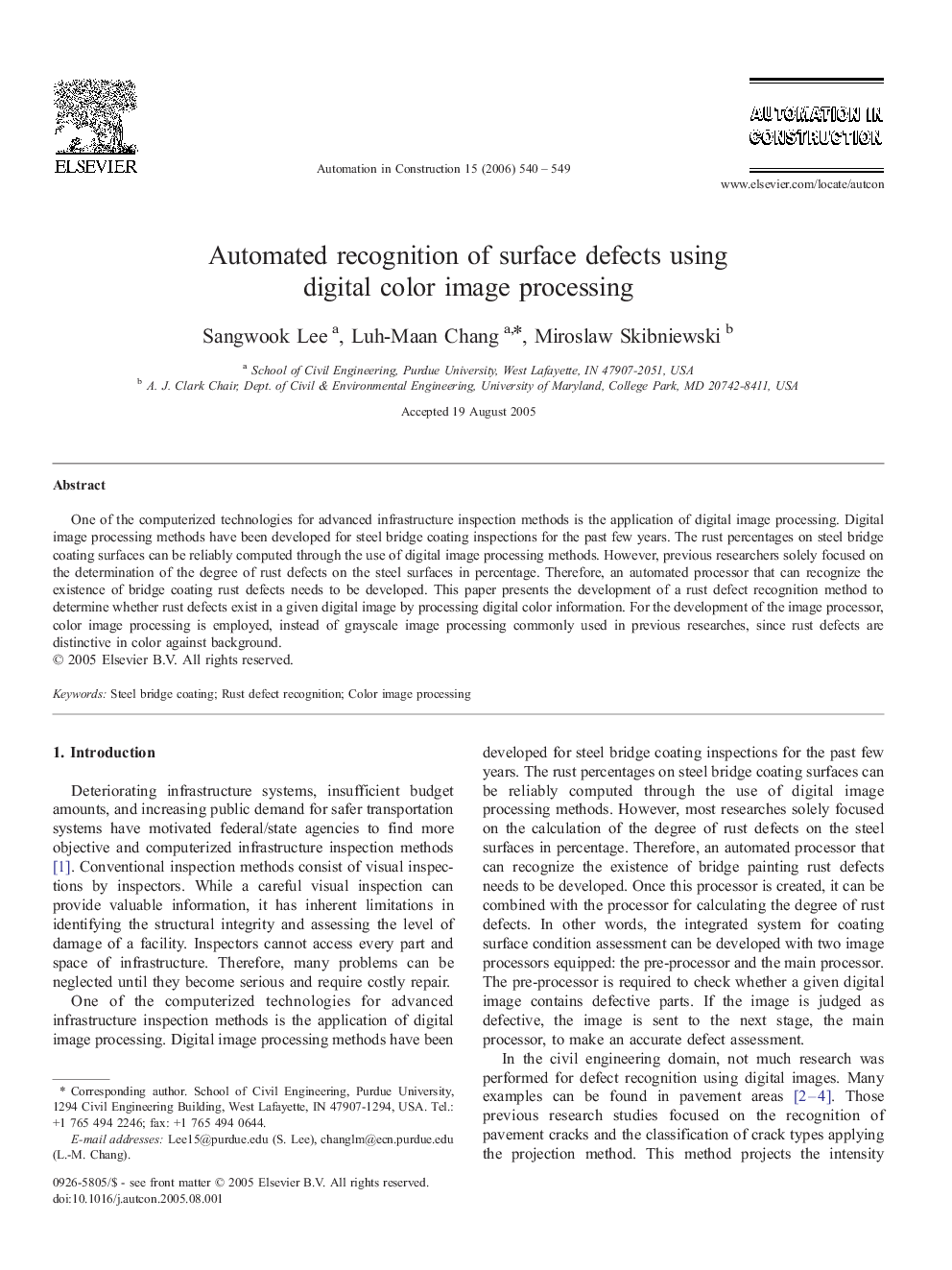 Automated recognition of surface defects using digital color image processing