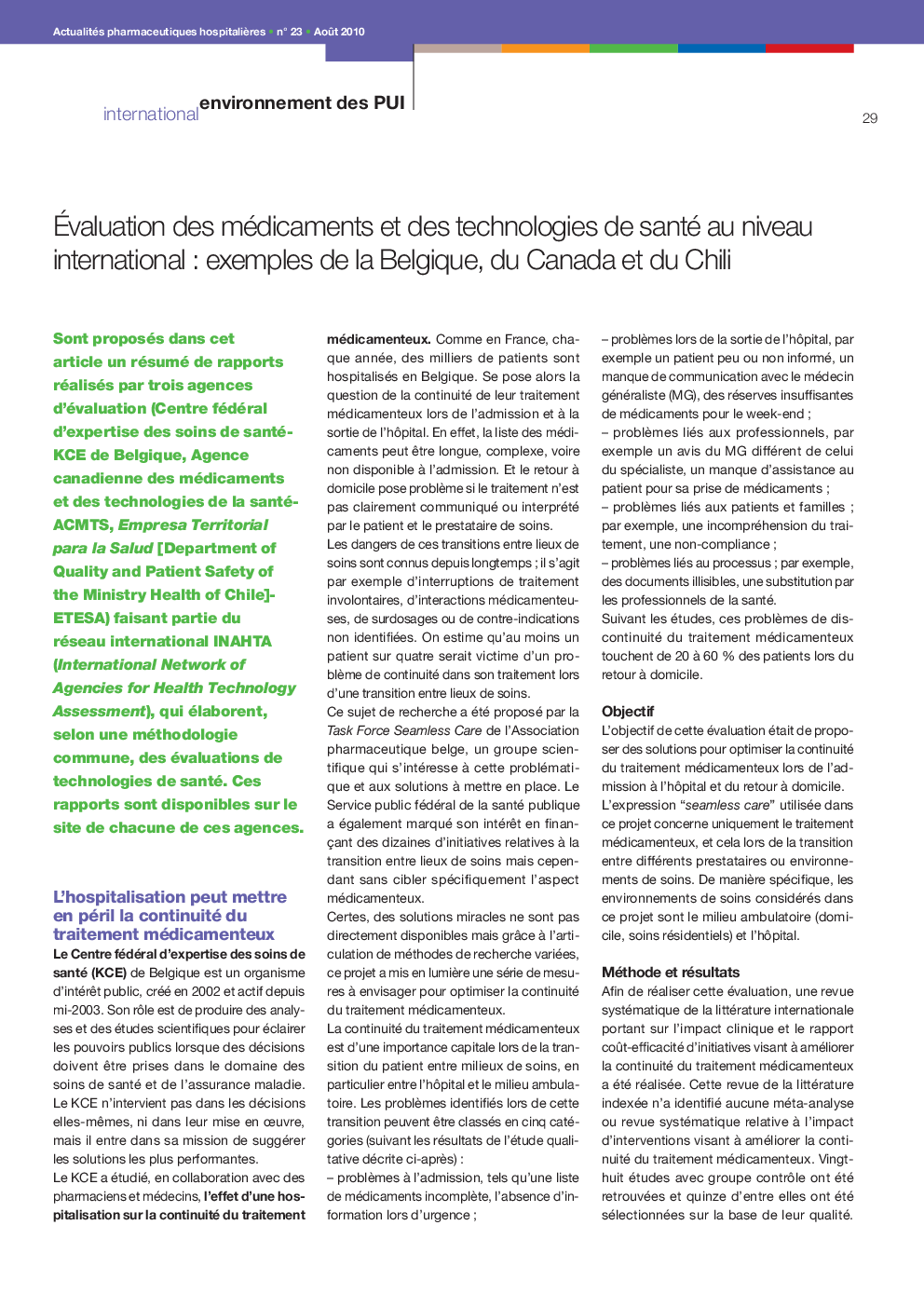 عکس صفحه اول مقاله: Évaluation des médicaments et des technologies de santé au niveau international : exemples de la Belgique, du Canada et du Chili Évaluation des médicaments et des technologies de santé au niveau international : exemples de la Belgique, du Canada et du Chili