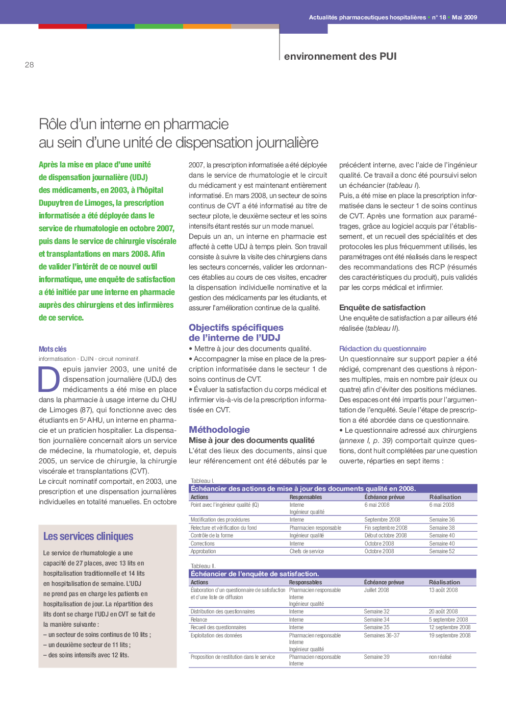 Rôle d’un interne en pharmacie au sein d’une unité de dispensation journalière