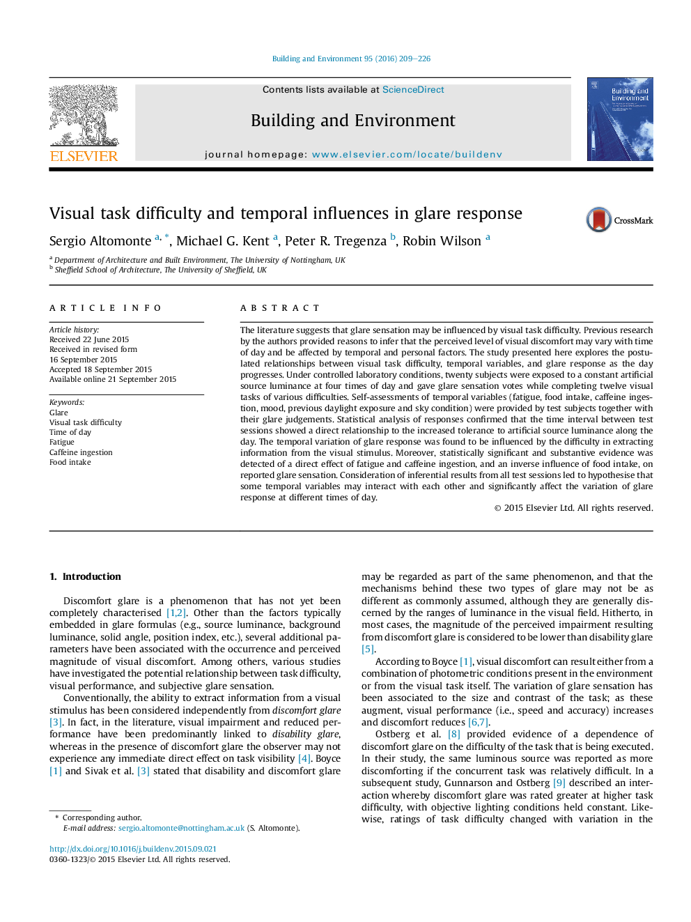 Visual task difficulty and temporal influences in glare response