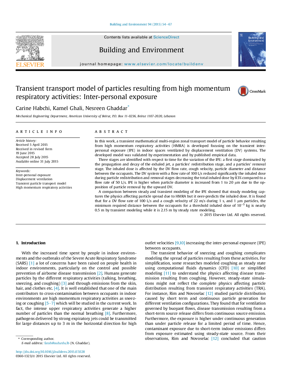 Transient transport model of particles resulting from high momentum respiratory activities: Inter-personal exposure