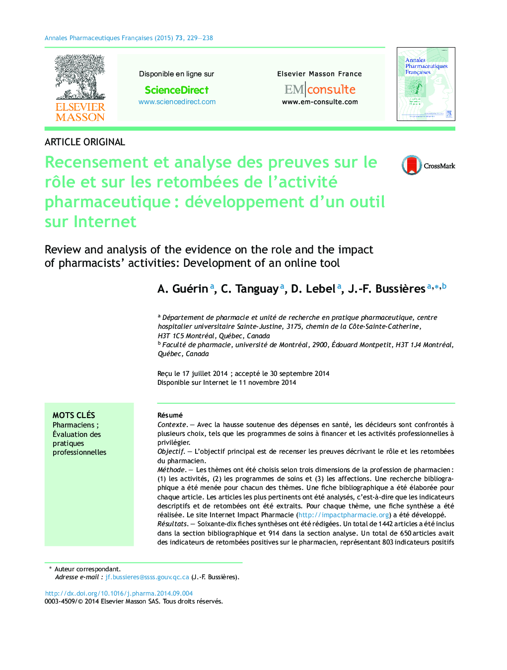 Recensement et analyse des preuves sur le rÃ´le et sur les retombées de l'activité pharmaceutiqueÂ : développement d'un outil sur Internet