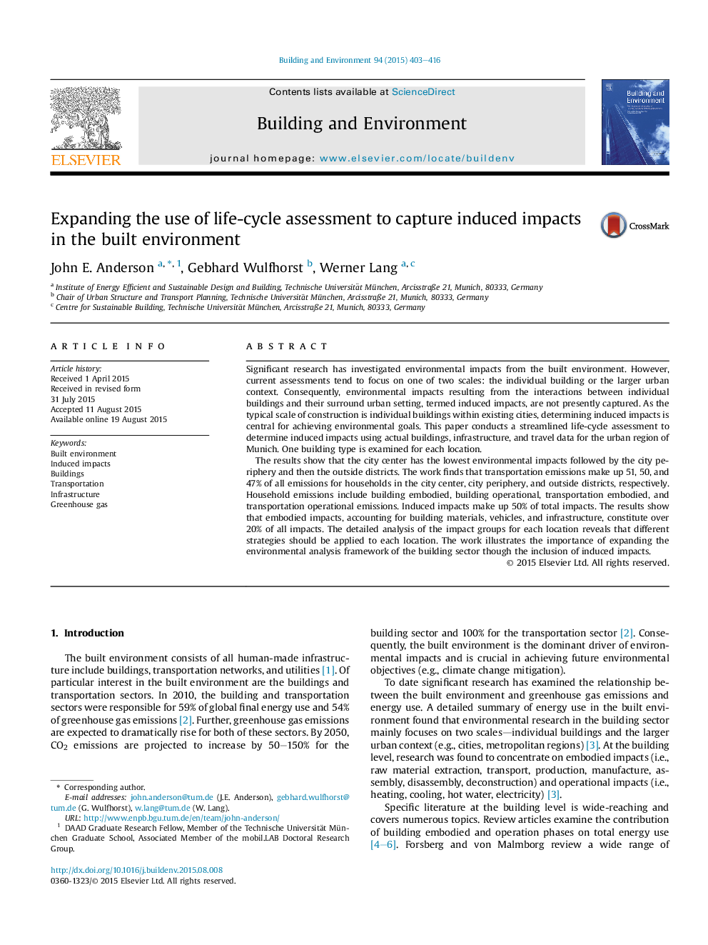 Expanding the use of life-cycle assessment to capture induced impacts in the built environment