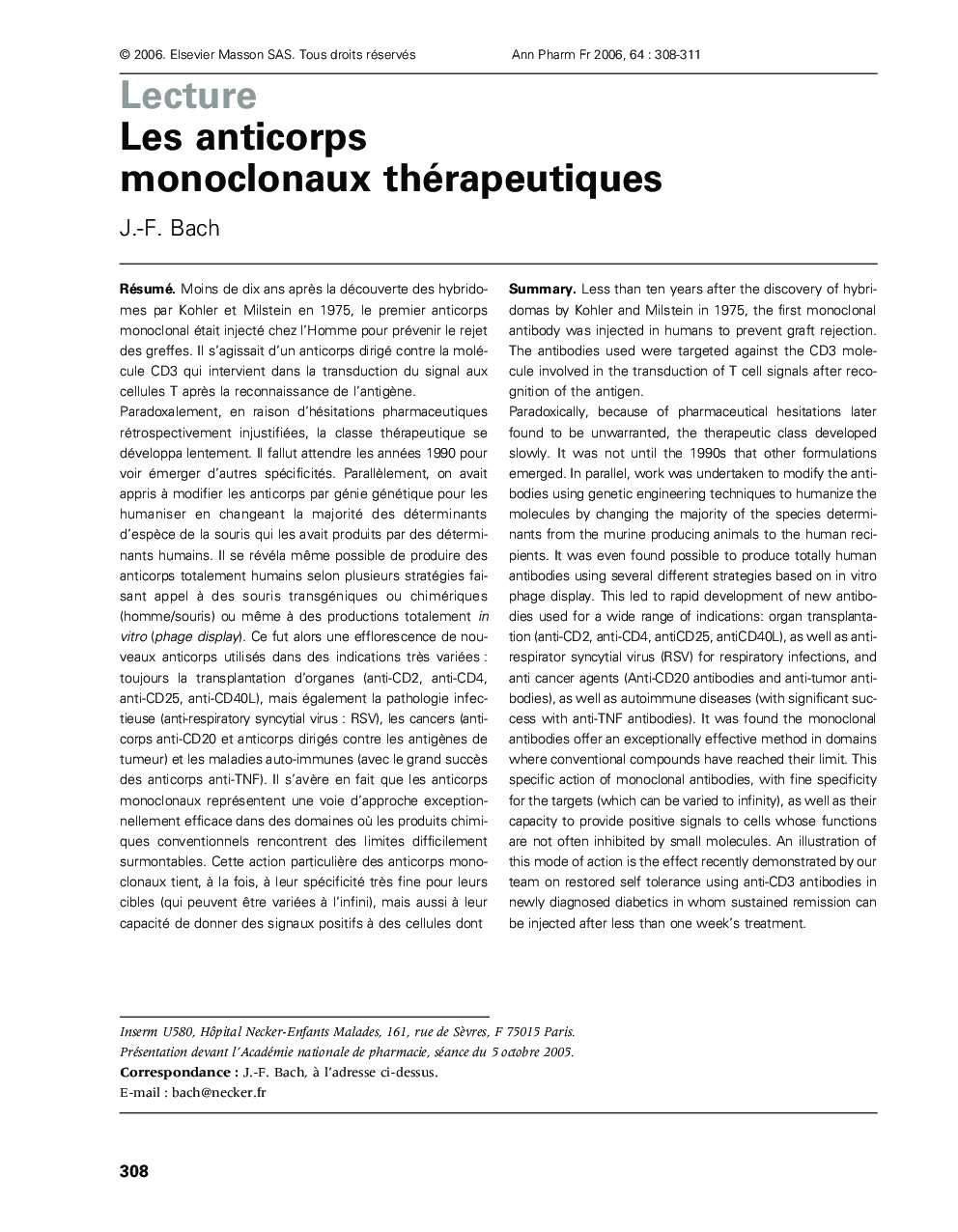 Les anticorps monoclonaux thérapeutiques