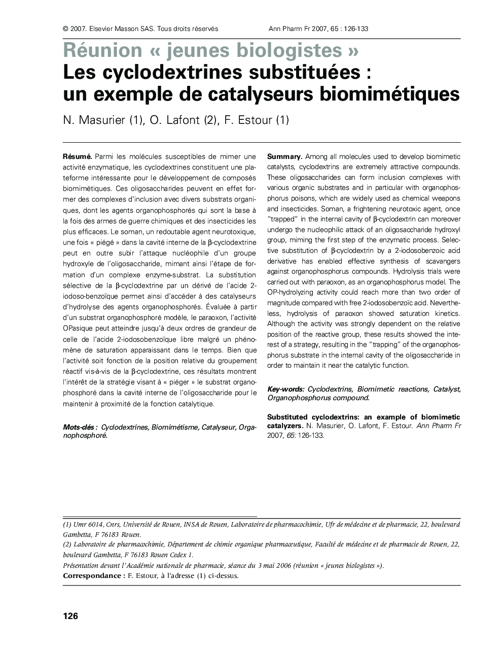 Les cyclodextrines substituées : un exemple de catalyseurs biomimétiques