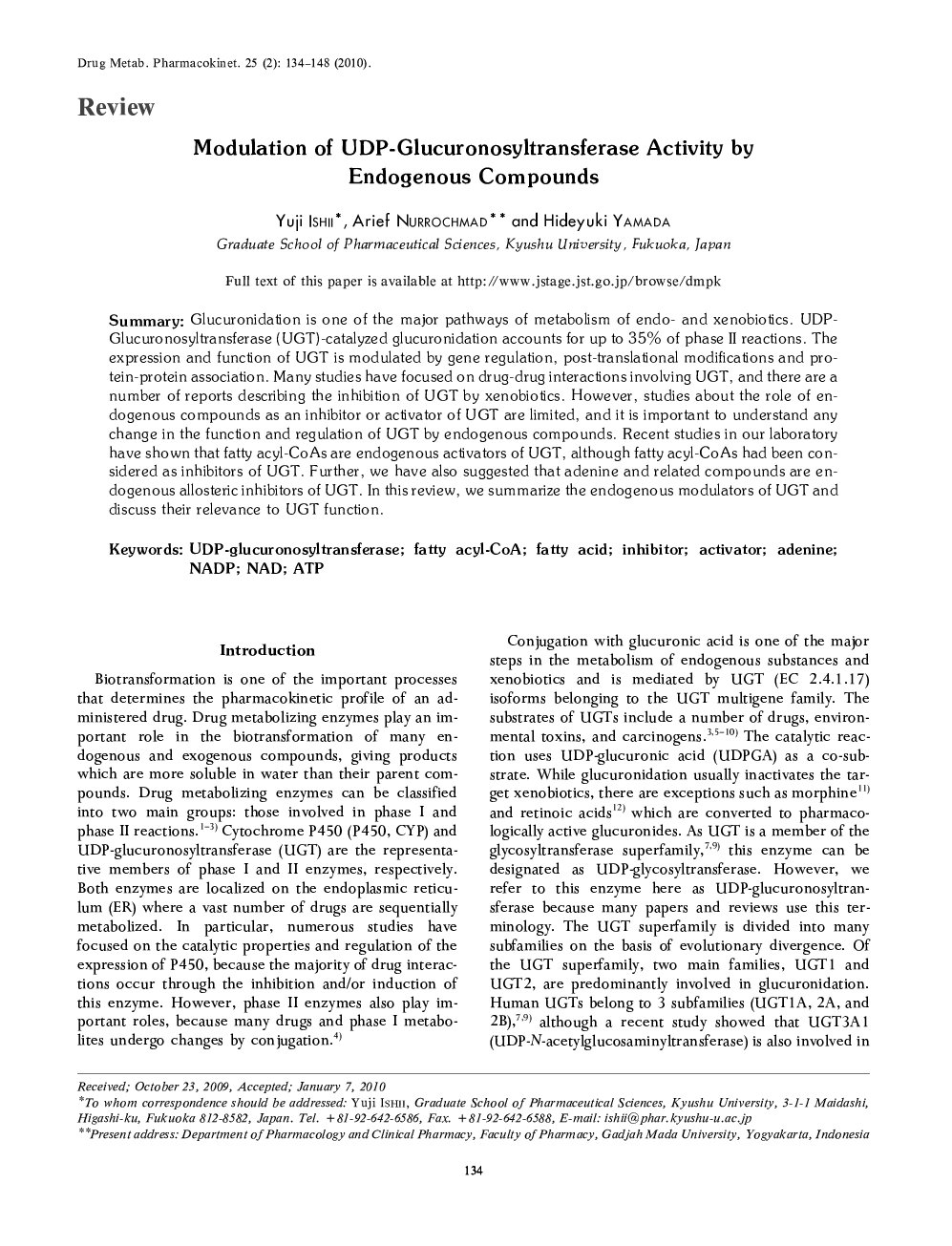 Modulation of UDP-Glucuronosyltransferase Activity by Endogenous Compounds