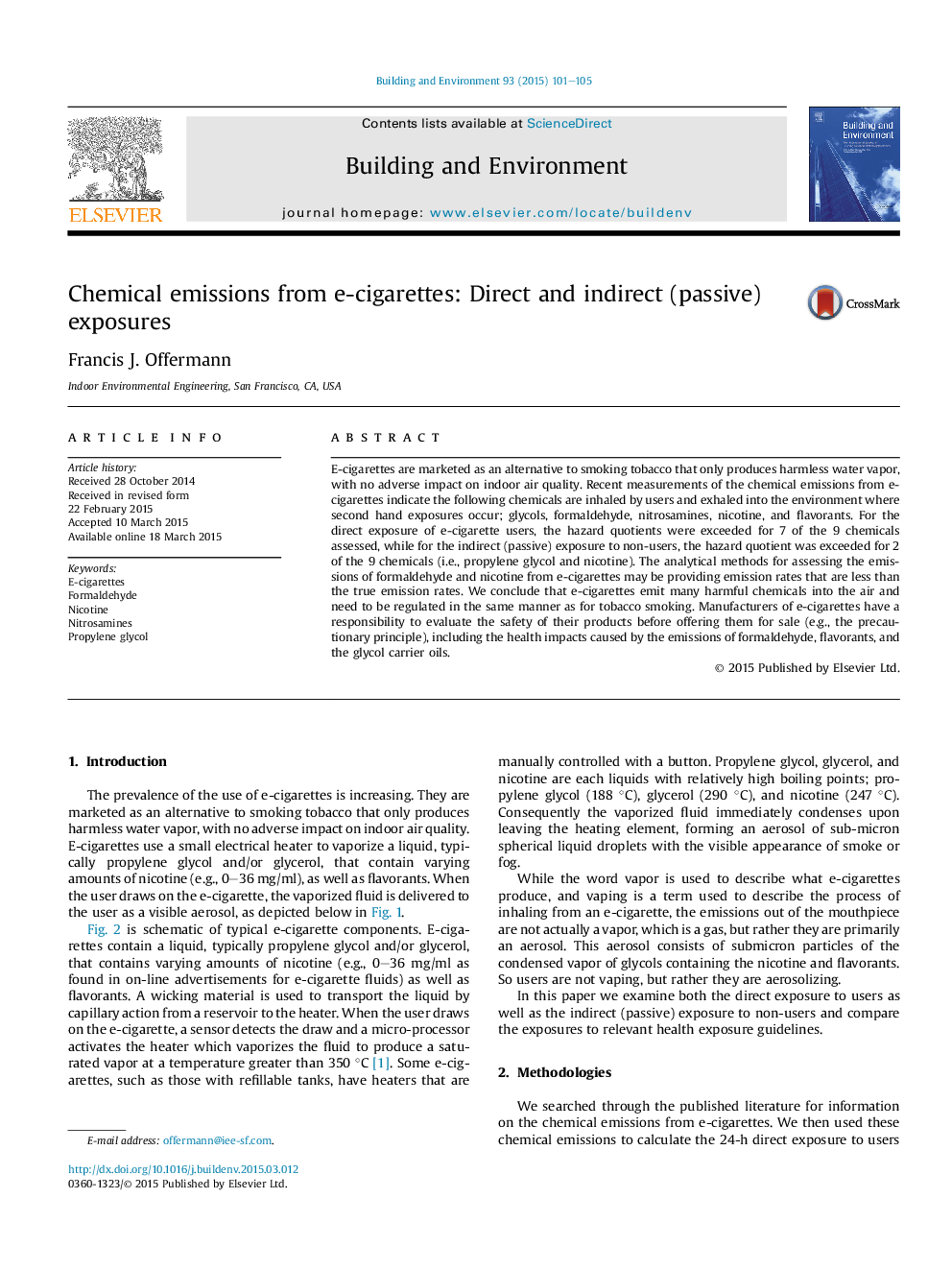 Chemical emissions from e-cigarettes: Direct and indirect (passive) exposures