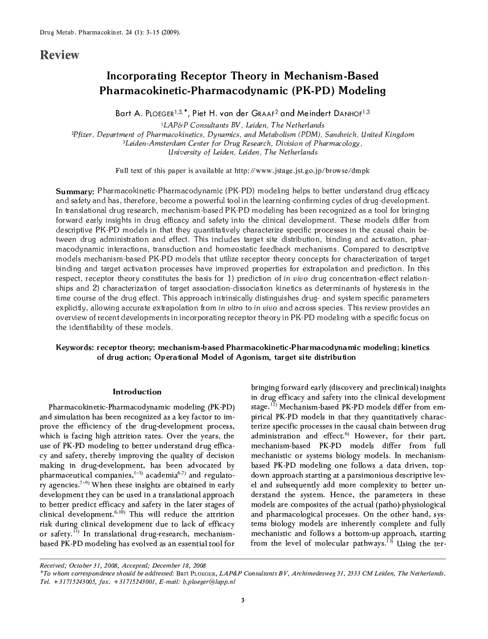 Incorporating Receptor Theory in Mechanism-Based Pharmacokinetic-Pharmacodynamic (PK-PD) Modeling